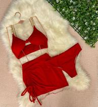 Conjuntos gringa biquíni + saia Tecido Suplex Peças forradas e com bojo.