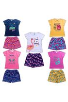 Conjuntos Infantis Menina Kit 10 peças Blusas Shorts 1 ao 10