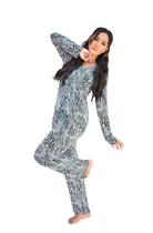 Conjuntos Pijamas Adultos Feminino Longo Aberto Liganete - Animal Print - GG