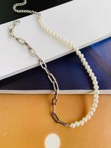 Conjuntos Semi Joia colar e pulseira de pérolas e correntes colar Duo