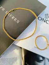 Conjuntos Semi Joia Unissex Colar e Pulseira modelo Groumet