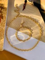 Conjuntos Unissex banhado a Ouro e Prata Colar e pulseira de correntes Conjuntos Unissex banhado a Ouro e Prata Colar e pulseira de correntes
