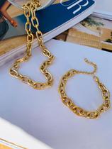 Conjuntos Unissex banhado a Ouro e Prata Colar e pulseira de correntes Maxi