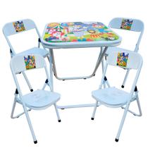 Conjutno Mesa Mesinha Infantil e 4 Cadeiras Dobrável Até 40 Kg Branco Estampa Circo Conjutno Mesa Mesinha Infantil e 4 Cadeiras Dobrável Até 40 Kg Branco Estampa Circo
