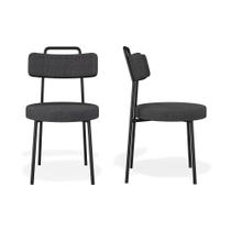 Conjuto 2 Cadeiras Fixa Escritório Ster Linho Grafite - Vallisa Decor