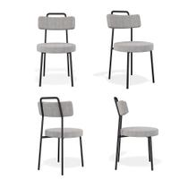 Conjuto 4 Cadeiras Escritório Ster Linho Cinza - Belliv Decor