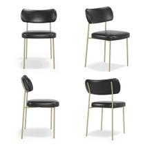 Conjuto 4 Cadeiras Fixa Stela Champanhe Escritório material sintético Preto - Vallisa Decor Conjuto 4 Cadeiras Fixa Stela Champanhe Escritório material sintético Preto - Vallisa Decor