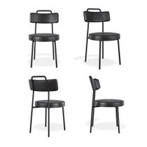 Conjuto 4 Cadeiras Ster Escritório material sintético Preto - Belliv Decor