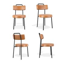 Conjuto 4 Cadeiras Ster Fixa material sintético Whisky - Belliv Decor