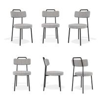 Conjuto 6 Cadeiras Fixa Ster Escritório Linho Cinza - Belliv Decor