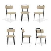 Conjuto 6 Cadeiras Fixa Ster Escritório Linho Gengibre - Vallisa Decor Conjuto 6 Cadeiras Fixa Ster Escritório Linho Gengibre - Vallisa Decor