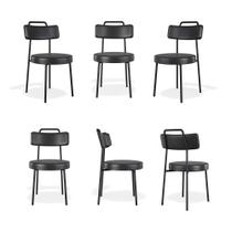 Conjuto 6 Cadeiras Ster Escritório material sintético Preto - Belliv Decor