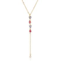 Conjuto com colar, pulseira e brincos ametista e rubii banhado a ouro 18k Conjuto com colar, pulseira e brincos ametista e rubii banhado a ouro 18k