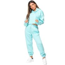 conjuto cropped moleton feminino conforto 100 algodao