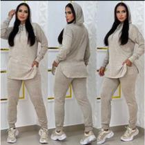 Conjuto lanzinha calça e blusa com capuz para inverno varias cores