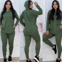 Conjuto lanzinha calça e blusa com capuz queitinha outono inverno