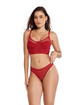 Conjuto Lingerie Sexy Tule Transparente Sem Bojo Sensual