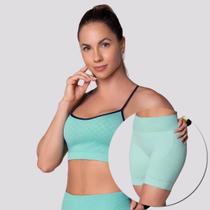 Conjuto Top e Shorts Selene Quadriculado com Bojo Removível Feminino Verde Conjuto Top e Shorts Selene Quadriculado com Bojo Removível Feminino Verde
