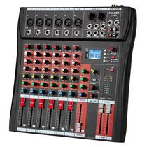 Consola de mistura de áudio FULUODE CT-60S de 6 canais com Bluetooth Consola de mistura de áudio FULUODE CT-60S de 6 canais com Bluetooth