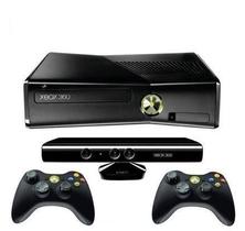 Console 360 Slim 4gb Standard Cor Matte Black 2 Controles + Kinect + 1 Jogo