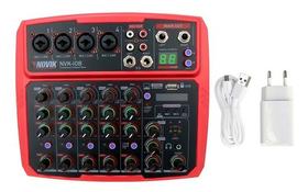 Console 8 Canais Profissional Nvki08bt Vermelho C/ Bluetooth