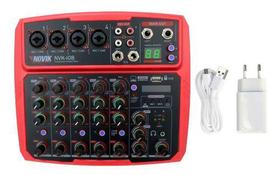 Console 8 Canais Profissional Nvki08bt Vermelho C/ Bluetooth - NOVIK