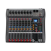 Console de placa de som Depusheng DX8 Professional Mixer, interface de sistema de mesa de 8 canais, entrada digital USB MP3, 48V, chassi de aço FX Stereo DJ Studio, mixer de áudio USB Bluetooth preto para PC