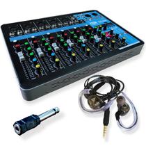 Console mesa de som mixer 7 canais fone retorno preto