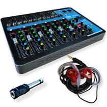 Console mesa de som mixer 7 canais fone retorno vermelho
