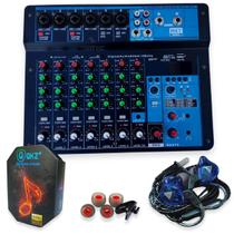 Console mesa de som mixer 8 canais phantom bluetooth azul - TEMTEC