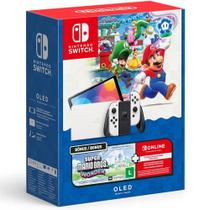 Console Nintendo Switch OLED com Joy-Con Branco + Mario Wonder + 3 Meses de Assinatura