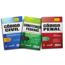 constituição federal + código civil + código penal - legislação seca 3 volumes 2024 - Imaginstiva Jus