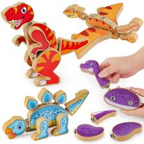 Construindo o brinquedo Coogam Dinosaur Snap Together para crianças de 3 a 5 anos