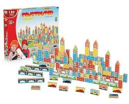 Construtor 120 Pçs Blocos De Montar Mdf Brinquedo Junges 712