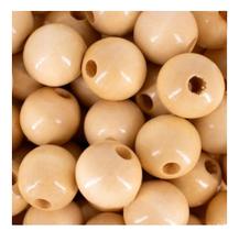 Conta Bola Madeira 19/20mm c/Brilho Furo 50 Peças Artesanato -