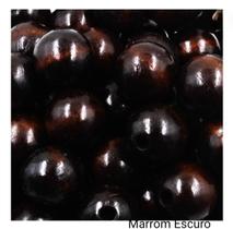Conta Bola Madeira 22mm C/ Brilho e Furo 50 Peças Artesanato
