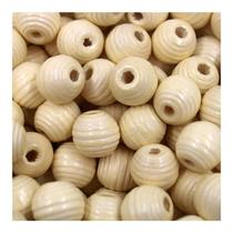 Conta Bola Madeira Frisada 14mm Com Furo Brilho 60 Peças DIY - Conta Bola Madeira Frisada 14mm Com Furo Brilho 60 Peças DIY -
