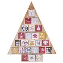 Contagem regressiva juegoal para o calendário de Natal 2022 Nature Wood Tree Shape Advent Calendário com 24 gavetas de armazenamento, presente de Natal para crianças, 15" de altura