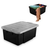 Container caixa organizadora empilhavel 25 litros multiuso preto - ARQPLAST