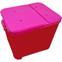 Container Furacão Pet Vermelho Com Tampa Rosa 15Kg