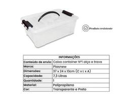 Container organizador com tampa e trava lateral de 7,3 l plasnew
