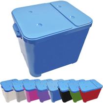 Container Porta Ração Canister Plástico com Tampa Azul Protege Conserva Furacão Pet 15 Kg