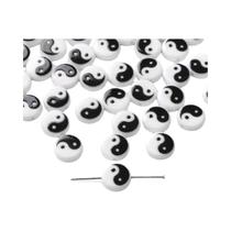 Contas Acrílicas Pretas E Brancas De Tai Chi, 5 Peças Espaçador Redondo Yin Yang Para Joias Diy,