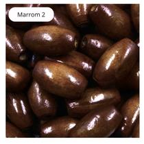 Contas Bola Azeitona Madeira 15mm Com Furo e Brilho 50 Peças - Marrom 2 Contas Bola Azeitona Madeira 15mm Com Furo e Brilho 50 Peças - Marrom 2