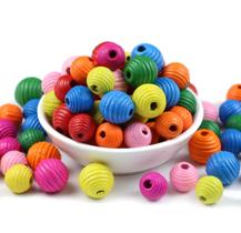 Contas Bola Madeira Frisada 10mm Coloridas 100 Unidades Furo