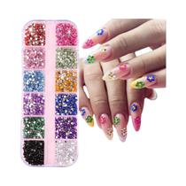 Contas De Aço Com Flor De Cinco Pétalas Em Ouro E Prata, 12 Grades, Pingentes Para Nail Art,