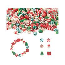 Contas De Argila Polimérica De Natal Com Tema Papai Noel, 100-200 Peças Para Fabricação De Brincos, Contas De Argila Polimérica De Natal Com Tema Papai Noel, 100-200 Peças Para Fabricação De Brincos,