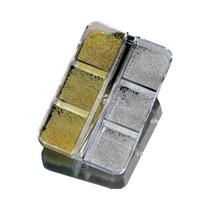 Contas De Arte Para Unhas Em Miniatura 3D De Ouro, Prata E Aço Inoxidável, 6 Compartimentos Para Contas De Arte Para Unhas Em Miniatura 3D De Ouro, Prata E Aço Inoxidável, 6 Compartimentos Para