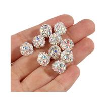 Contas De Cristal Metálico AB Color 50pcs 6/8/10mm Em Forma De Bola Para Acessórios De Joias DIY