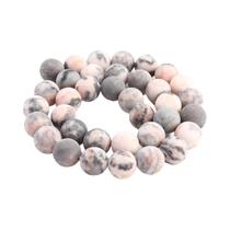 Contas De Jaspe Zebra Rosa Foscas 4-12MM Redondas Soltas Para Joias DIY, Pulseiras E Colares